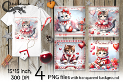 Valentine cat | 4 love PNG Sublimation designs P Product Image 1