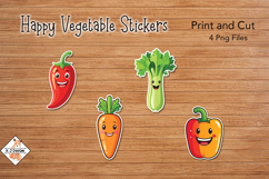 Happy Vegetable Stickers | Print and Cut Product Image 1