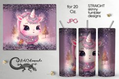 Winter unicorn | Christmas Sublimation tumbler design PLUS Product Image 1