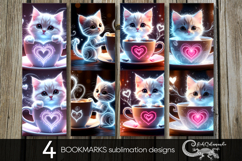 Valentine cat | 4 love bookmarks sublimation designs Product Image 1
