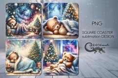 Sleeping animals | xmas square coaster sublimation design P Product Image 1