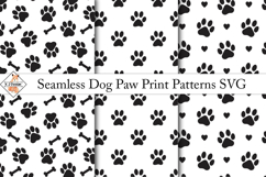 Seamless Dog Paw Print Patterns SVG Product Image 1