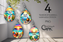 Tropical BeachLife | 4 Teardrop earring Sublimation design P Product Image 1