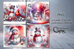 Cute Snowman | retro square coaster sublimation designs P Product Image 1