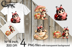 Funny ladybug | 4 cute PNG Sublimation designs Product Image 1