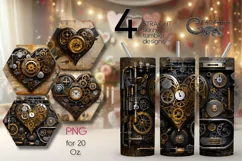 Steampunk hearts | 4 love Skinny tumbler sublimation designs Product Image 1
