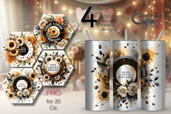 Coffee &amp; flowers | 4 Sublimation Tumbler Designs, PNG Product Image 1