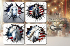 Horse &amp; wall | patriotic square coaster sublimation designs Product Image 1