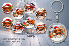 Christmas baking | 4 xmas Car coaster &amp; 4 key chain designs Product Image 1