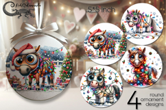 Christmas horse | 4 funny Xmas round ornaments designs Product Image 1
