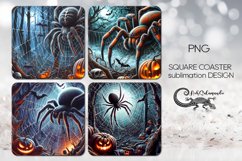 Halloween spider | 4 funny square coaster sublimation design Product Image 1
