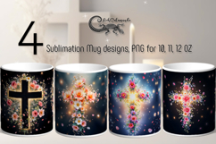 Christian cross &amp; flowers | 4 Faith Sublimation Mug designs Product Image 1