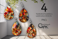 Autumn vibes | 4 fall Teardrop earring sublimation designs P Product Image 1