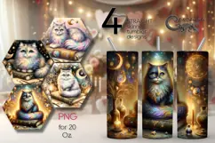 Mystic cat | 4 Skinny tumbler sublimation designs Product Image 1