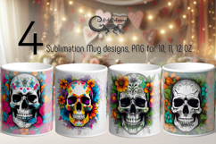 Skulls and flowers | Halloween Sublimation Mug design PL Product Image 1