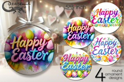Happy Easter | 4 round ornaments sublimation designs P Product Image 1