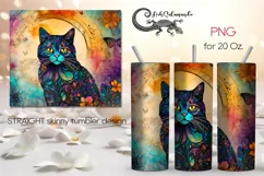 Mosaic Cat | skinny tumbler animals Sublimation design PLUS Product Image 1