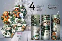 Christmas Snowman & gingerbread | Skinny tumbler design PL Product Image 1