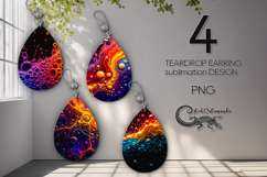 Abstract multicolor | 4 Teardrop earring sublimation designs Product Image 1