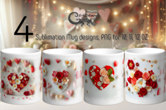 Love Hearts | 4 Valentine Sublimation Mug designs P Product Image 1