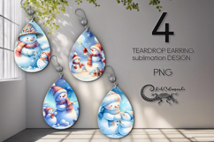 Xmas Snowman | 4 christmas Teardrop earring sublimation PL Product Image 1