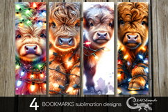 Christmas cow &amp; garland| bookmarks sublimation design PL Product Image 1