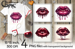 Valentine lips | 4 PNG Sublimation designs P Product Image 1