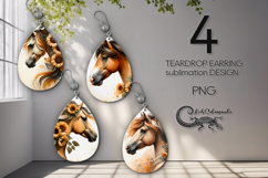 Horse | teardrop earring sublimation design PL Product Image 1