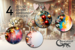 Christmas flatlay | 4 Round earring Sublimation designs Product Image 1