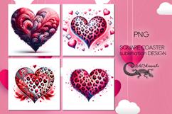 Love Hearts | 4 valentine square coaster sublimation designs Product Image 1