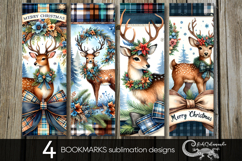 Christmas deer | vintage bookmarks sublimation design PL Product Image 1