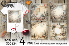 Vintage Christmas 2 | 4 PNG retro Sublimation designs Product Image 1