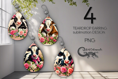 Valentine farmhouse | Teardrop earring sublimation designs Product Image 1