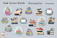 Book Stickers Bundle | Print and Cut Product Image 1