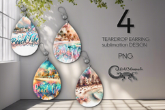 Tropical BeachLife | Teardrop earring Sublimation designs P Product Image 1