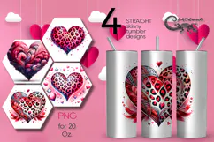 Love Hearts | 4 valentine Skinny tumbler sublimation designs Product Image 1