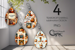 Autumn vibes | 4 fall Teardrop earring sublimation designs P Product Image 1