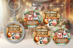 Funny farm | farmhouse Sublimation car coaster &amp; key chain P Product Image 1