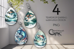 Fish On | 4 Fishing Teardrop earring sublimation designs P Product Image 1