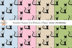 Seamless Siamese Cat Patterns | Digital Papers Product Image 1