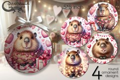 Valentine capybara | love round ornaments sublimation design Product Image 1