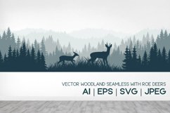 seamless vector woodland background with roe deers Product Image 1