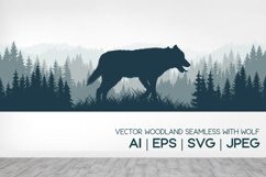 seamless vector woodland background with gray wolf Product Image 1