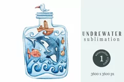 Watercolor nautical sublimation / clipart. Orca illustration Product Image 1