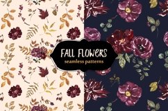 Fall floral seamless patterns Watercolor Autumn flowers Product Image 6