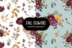 Fall floral seamless patterns Watercolor Autumn flowers Product Image 5