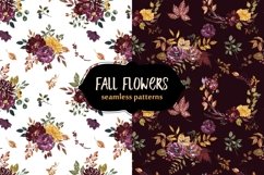 Fall floral seamless patterns Watercolor Autumn flowers Product Image 7