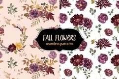 Fall floral seamless patterns Watercolor Autumn flowers Product Image 4