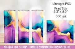 Alcohol ink Tumbler Design Sublimation. 20 oz, PNG. Product Image 2