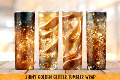 Shiny Golden glitter tumbler wraps Sublimation. 20 oz. Product Image 1